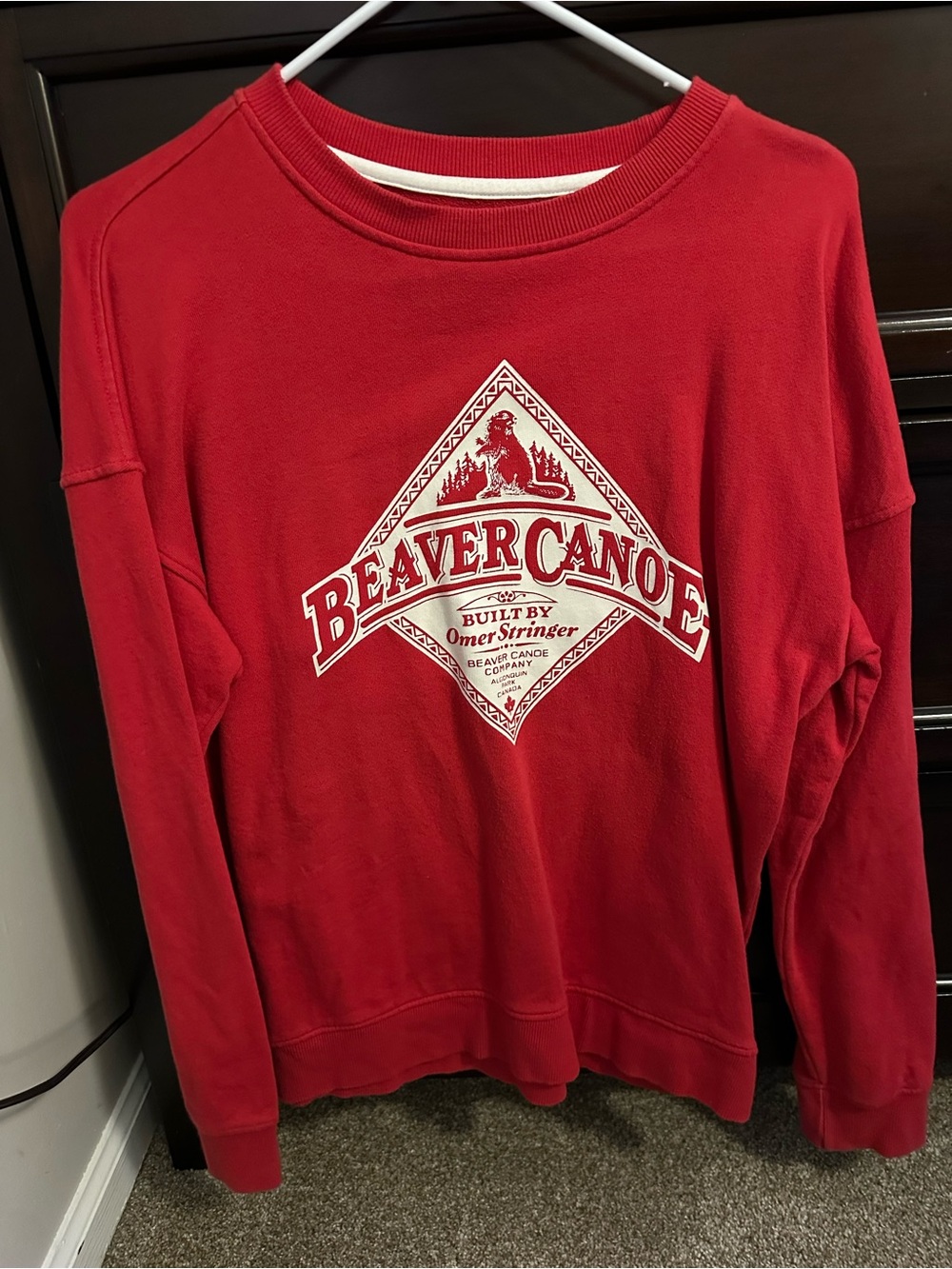 Roots Red Beaver Canoe Graphic Crewneck Sweatshirt